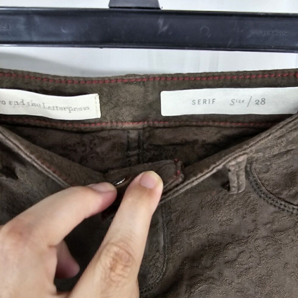 Pilcro and the Letterpress Serif Pants Skinny Straight Leg Textured Womens Sz 28 - Picture 4 of 6